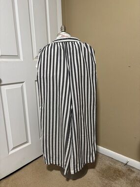 Double Zero Black & White Vertical Stripe Wide Leg Jumpsuit